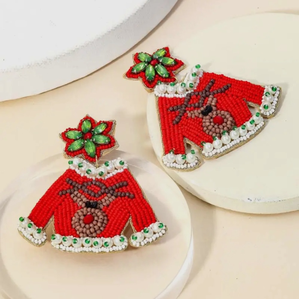 Beaded Ugly Sweater Earrings